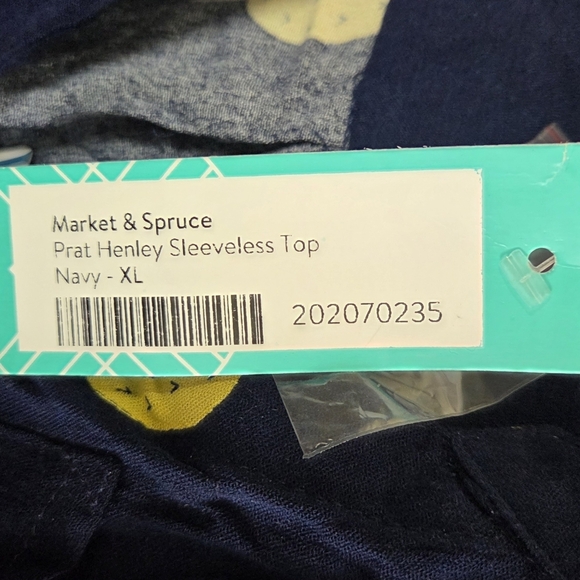 NWT Stitch Fix Market & Spruce | Prat Henley Sleeveless Pineapple Blouse Size XL - Picture 4 of 5